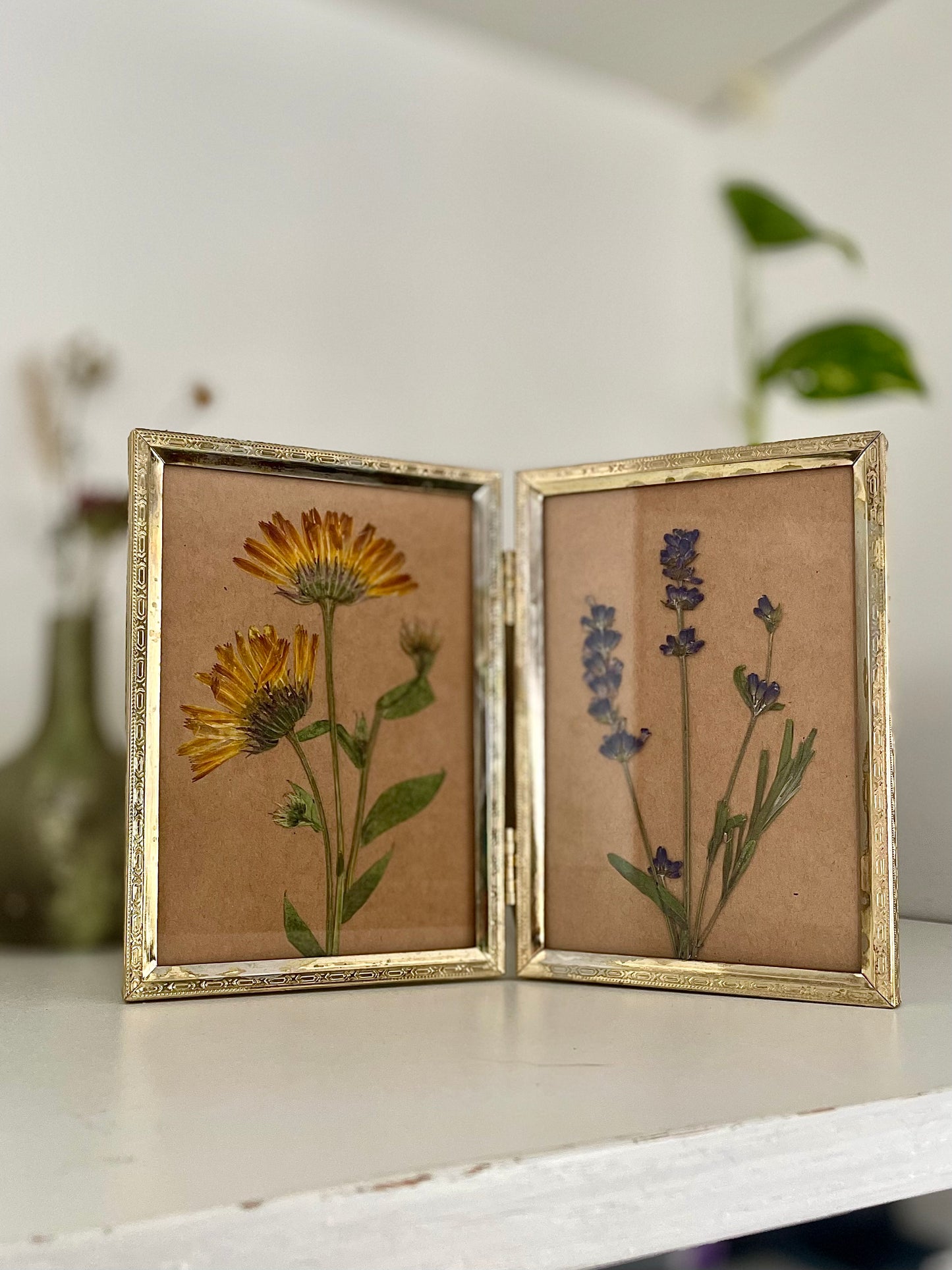 Lavande/Calendule - Cadre de fleurs pressées