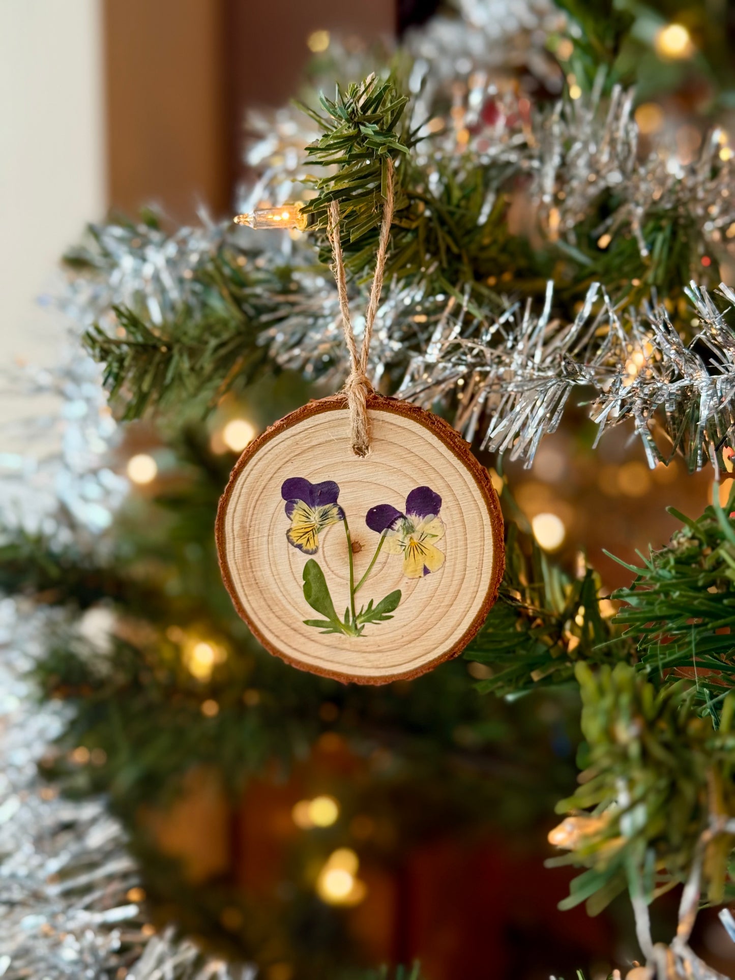 Pressed Flower Ornament - Pansies