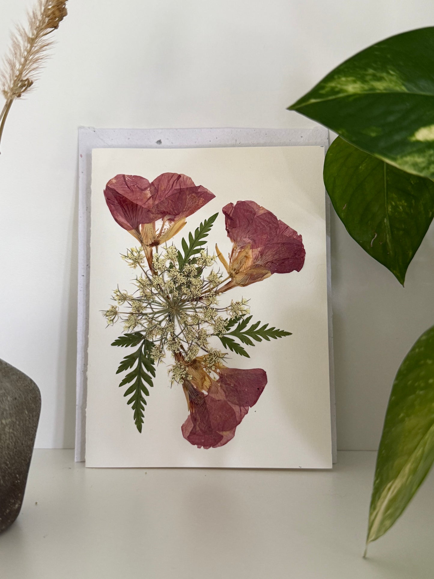 Capucines - Carte de Voeux de Fleurs Pressées