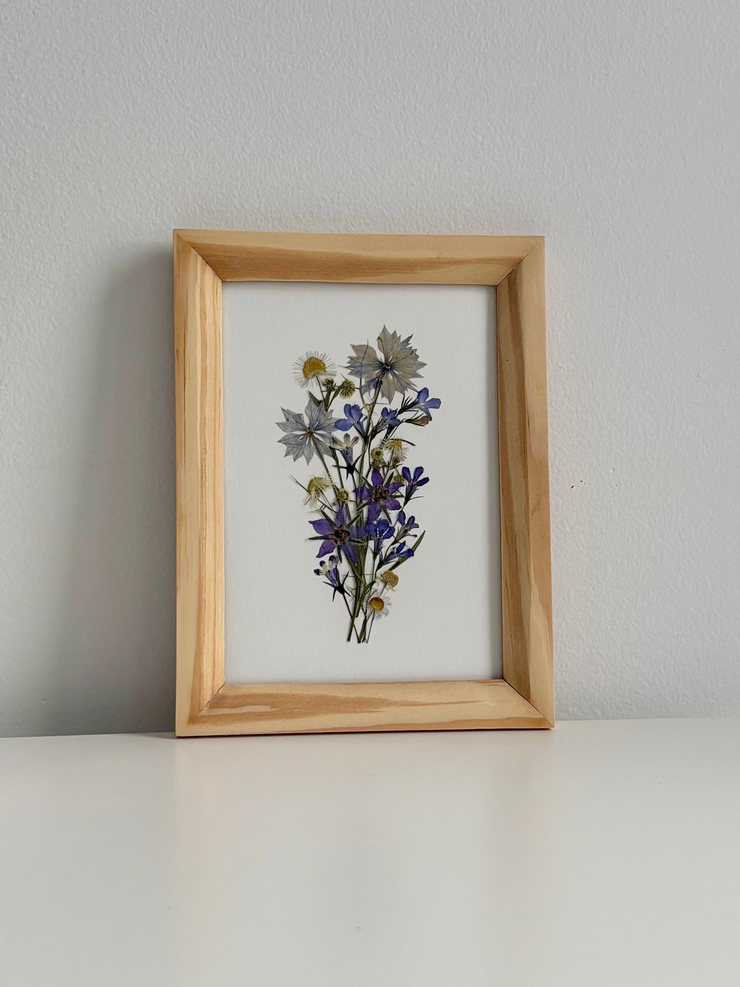 Bouquet Bleuté - Cadre de Fleurs Pressées