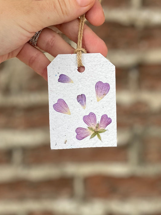 Purple Pressed Flower Gift Tag