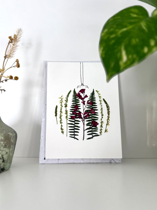 Boule Champ de Noël - Carte de Voeux de Fleurs Pressées