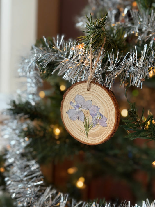 Pressed Flower Ornament - Delphinium Bouquet