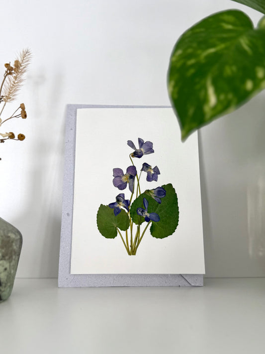 Violet Bouquet - Pressed Flower Greeting Card