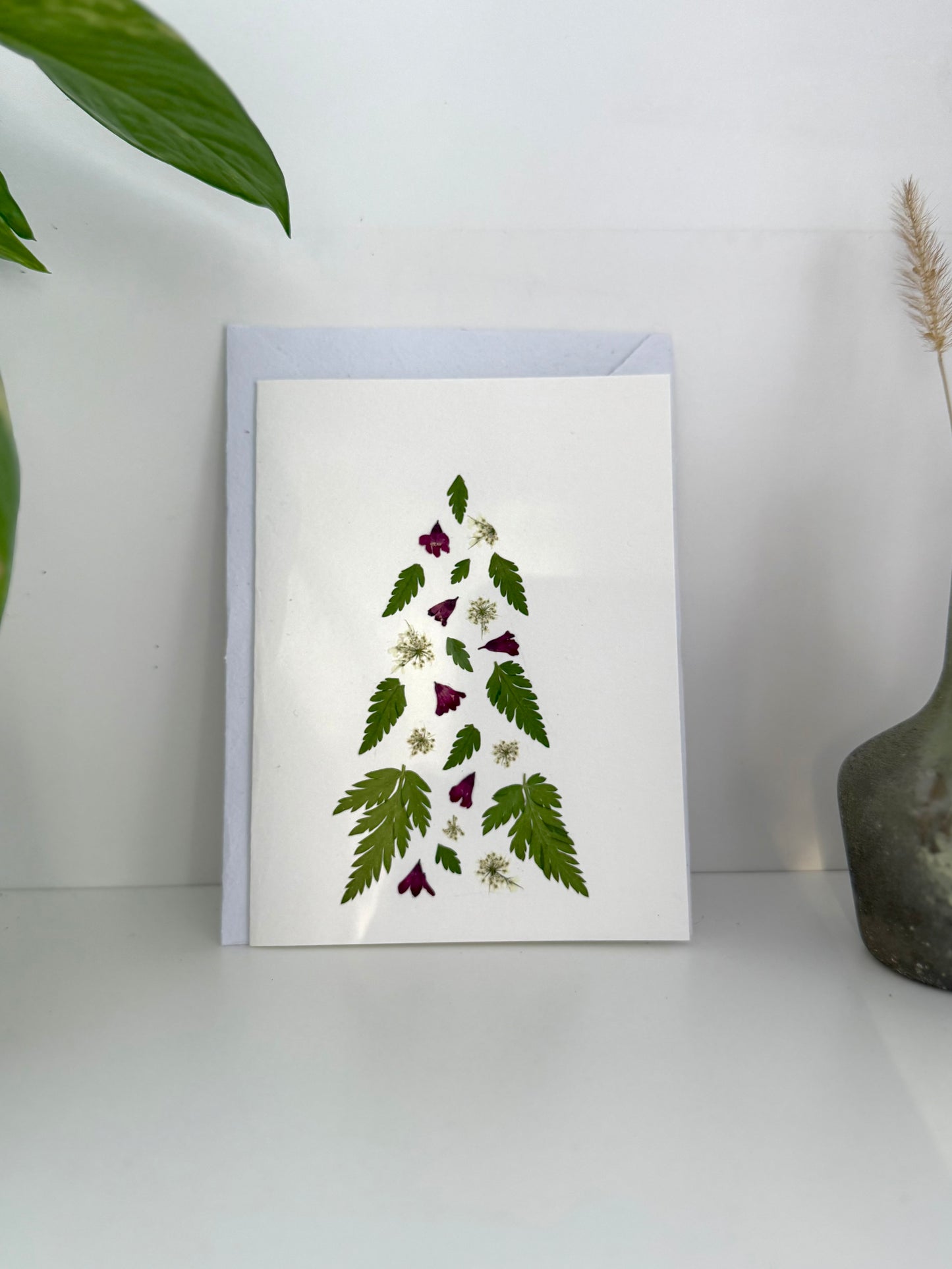 Sapin - Carte de Voeux de Fleurs Pressées