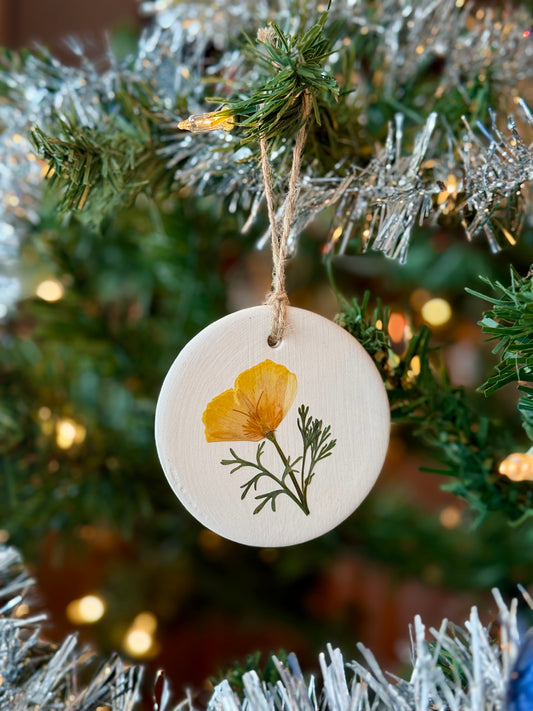 Pressed Flower Ornament - Poppy