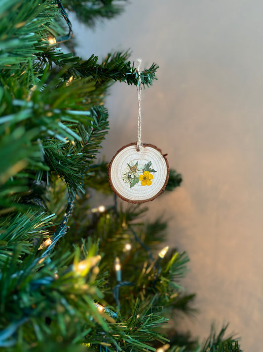 Ornement Fleurs Pressées - Fraise et Buttercup