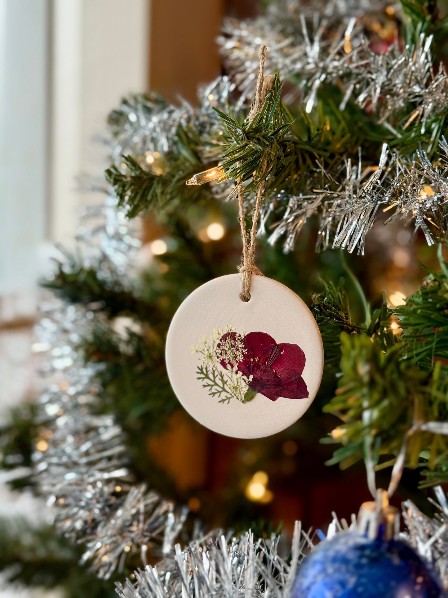 Ornement Fleurs Pressées - Noël Rouge