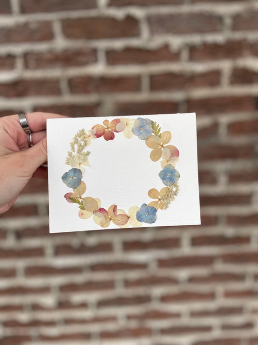 "Wreath" Original Pressed Flower Greeting Card