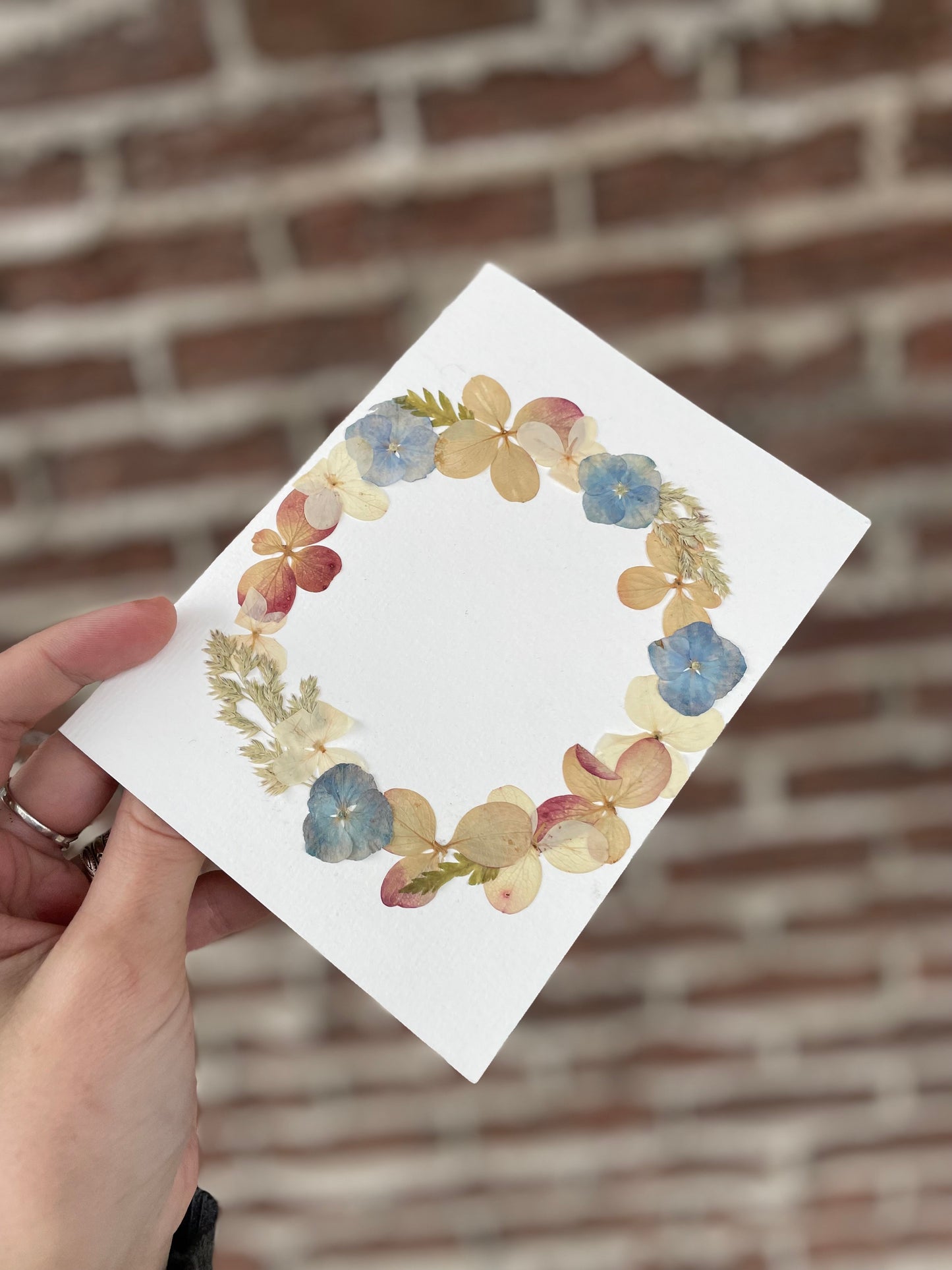 "Wreath" Original Pressed Flower Greeting Card