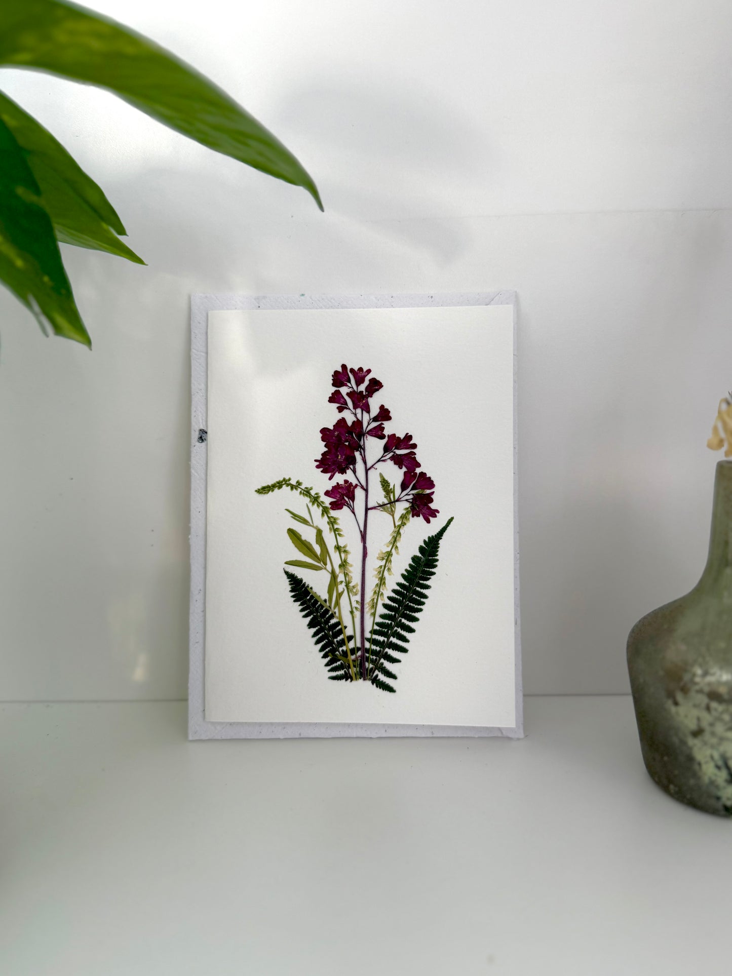 Heuchera Bouquet - Pressed Flower Greeting Card