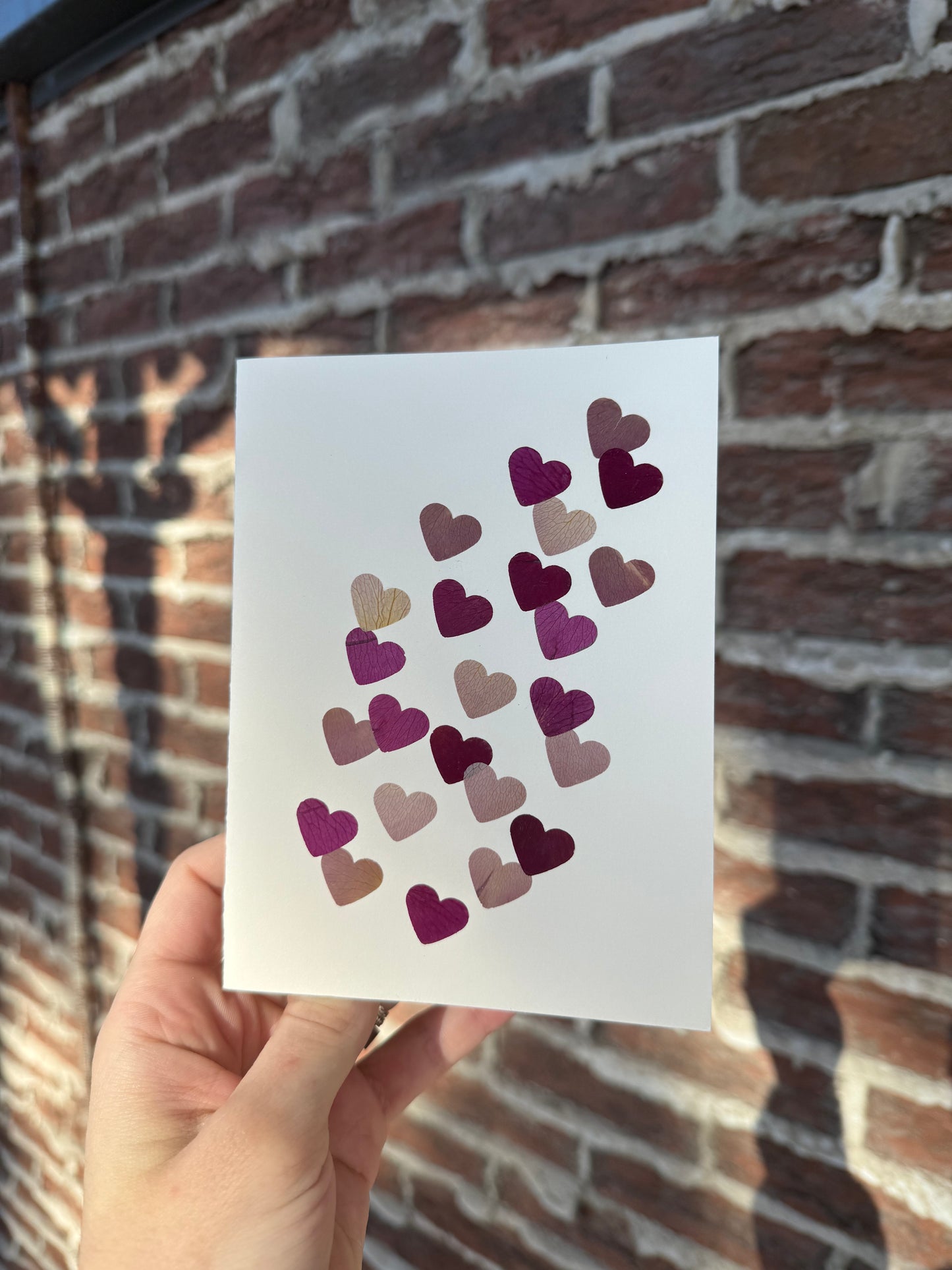 Hearts - Original Pressed Flower Greeting Card